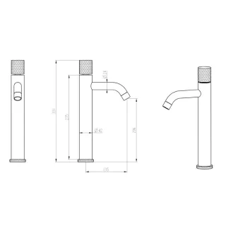 Смеситель для раковины Boheme Stick Touch 122-GM.2 оружейная сталь